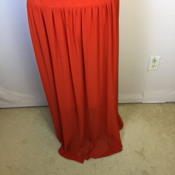 New! Torrid Maxi Tank Dress 4X Plus Orange Chiffon Embroidered Cross Back - Picture 12 of 15